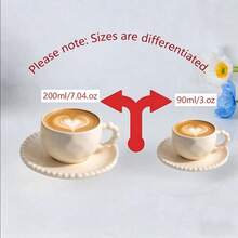 6 Sets / 1 Set 90ml (Approx. 3oz) French Vintage Style Faux Pearl Rim Ceramic Cup And Saucer Set, Minimalist Aesthetic Drinkware Suitable For Home Cafe Use, Espresso Cups For Afternoon Tea, Mother's Day Gift, Graduation Gift, Summer Kitchen Essential, Birthday Decoration, Graduation Gifts For Girls, Coffee And Tea Basket, Soft Drink, Soft Drink - Multicolor - View 5