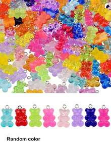 30pcs Assorted Transparent Colorful Bear Pendant, Can Be Used For Earrings Or Necklaces (Random Colors) - Multicolor - View 7