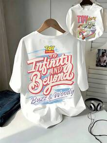 Disney Toy Story "To Infinity And Beyond" Tee, Double-Sided Print, Retro Style, Perfect For Park Trips And Casual Wear. - White - View 3