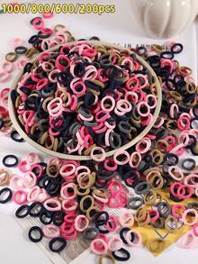 1000/800/600/200pcs Women's Solid Color Hair Ties, High Elasticity Hairbands, Sweet And Cute Style, Small Hair Ties, Hair Accessories, Vacation Accessories, Suitable For Various Hairstyles, Women's Hair Accessories. Daily Casual And Outing Wear, Headwear Accessories, All Season Hair Accessories. - Multicolor - View 2