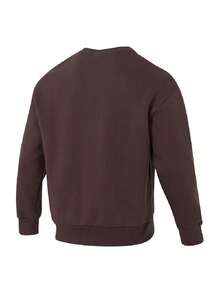 Puma Men's Sweatshirt/Pullover ESS-ELEVATED-CAT-LOGO-Relaxed-Crew-DK Minimalist Comfortable Daily Outdoor Commute Outfit Sweatshirt 636791-31 - Chocolate Brown - View 2