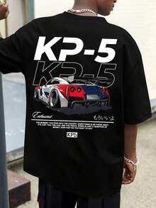 Camiseta de manga corta casual estampada para hombre KP5 Racing Passion Speed Dream - Nueva camiseta cómoda de cuello redondo para primavera/verano - Estilo cómodo y lavable aáquina - Negro - Ver 1