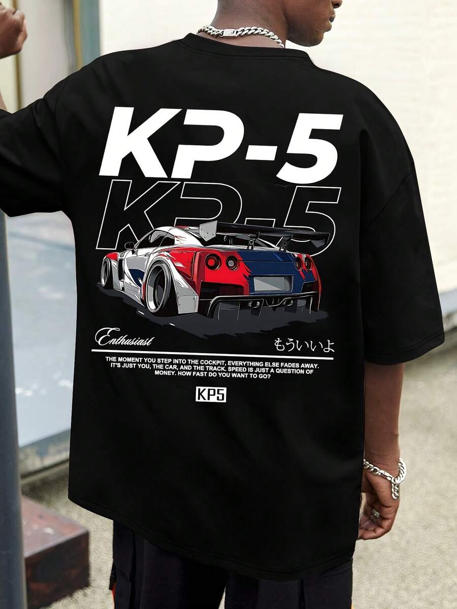 Camiseta de manga corta casual estampada para hombre KP5 Racing Passion Speed Dream - Nueva camiseta cómoda de cuello redondo para primavera/verano - Estilo cómodo y lavable aáquina - Negro - Ver 1