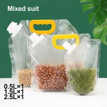 5pcs Reusable Food Storage Bags With Spouts - Leak-Proof, Moisture-Proof & Airtight Seal For Grains, Nuts, Snacks, Essential Kitchen Organizer - Multicolor - View 16