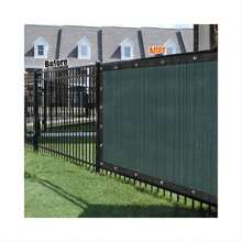 5'x7' Privacy Fence Mesh, 160GSM HDPE, 90% Privacy, Breathable, UV & Water-Resistant, Easy Install, Green - Black - View 5