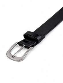 1 Women's Fashionable Casual Metal Pin Buckle PU Versatile Belt - Black - View 4
