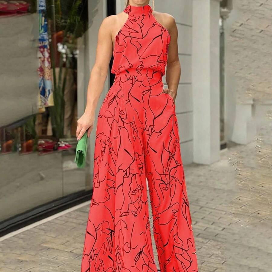 Timeless Draped Maxi Dress - Refined Silhouette & Flowy Texture - 大紅色 - 查看 1