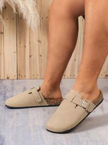 Wide Fit Men's Casual Slip-On Mule Shoes With Half-Covered Toe - Apricot - View 4