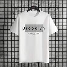 NEW FOR SUMMER 2026,  Casual Urban T-Shirt With Round Neck, Short Sleeve Top, Classic Solid Color T-Shirts In Black And White, Men's Clothing - 彩色 - 查看 1