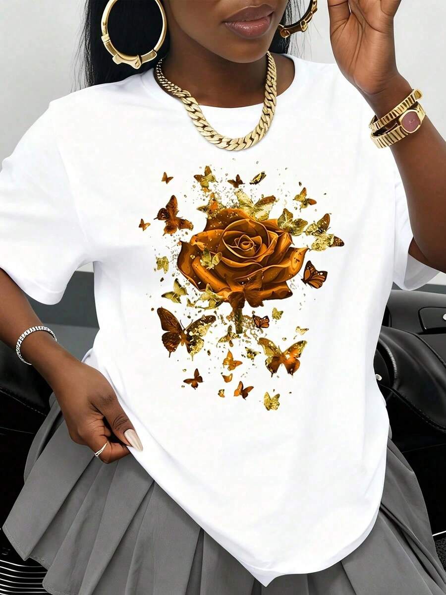Women's "Stronger Than The Storm" Graphic T-Shirt With Motivational Phrase, White Crew Neck, Casual Urban Style, Inspirational T-Shirt For Everyday Wear And Gift Ideas - 白色 - 查看 1