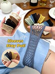 2/6Pcs Adjustable Non-Slip Sleeve Garters, Elastic Reusable Cuff Tightener, Unisex Seamless Fastener For Suits Shirts Hanfu, Practical Gift For Men Women - Anti-slip Strips - View 6