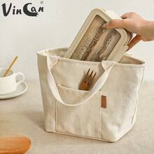 VINCAN Multifunctional Canvas Insulated Lunch Bag With Zipper Design, Portable Insulated Cold Storage Tote Bag Suitable For Travel And Picnic, Reusable Square Bag, Essential For Students, Outdoor Carrying Bag - Multicolor - View 8