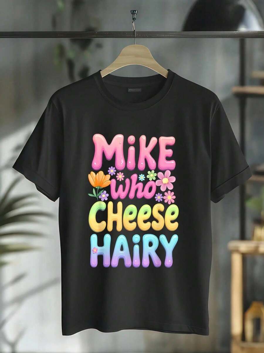 Camiseta 100% Algodón con Estampado de Mike Who Cheese Hairy Groovy Inappropriate Dirty, Humor Adulto, para Hombre y Mujer, Cuello Redondo Negro, Transpirable, para Verano, Vacaciones, Moda - Negro - Ver 1