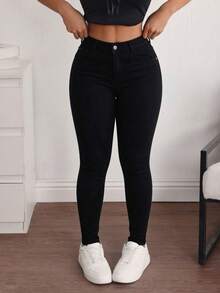Women's Skinny Jeans With A Figure-Enhancing Design - 黑色 - 查看 2