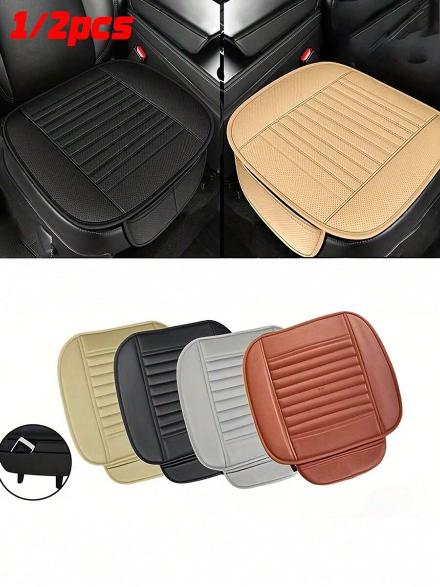 1/2件裝汽車座椅套，適用於轎車座椅，豪華四季通用毛絨汽車座椅墊套，前後座舒適保護套，適用於SUV及其他車型，防滑橡膠底，附收納口袋，汽車配件