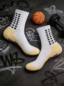 Ein Paar Herren Sportsocken in Wadenlänge, geeignet für Fitness, Aerobic und Laufen, mit rutschfesten und nicht abrutschenden Eigenschaften - Verschiedenfarbig - Übersicht 8