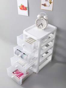 1pc/Desktop Cosmetic Drawer Storage Box, Multi-Layer Dust-Proof Large Capacity Cosmetic Organizer, Vanity Organizer Box, Small Item Storage Box, Lipstick Storage Box, Suitable For Makeup Room Desktop Organization, Bathroom Skincare Storage, Room Desktop Storage - Multicolor - View 4
