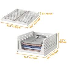 Stackable Plastic Storage Baskets, Foldable Organizer For Wardrobe, Bedroom & Bathroom - 8 Pcs - View 2