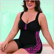 Swim SPRTY Traje de baño de una pieza para mujer de talla grande, con estampado aleatorio de parchwork negro sin mangas, adecuado para la playa, la piscina, el yate - Multicolor - Ver 11