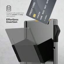 Cartera Tarjetero Hombre Minimalista Porta Tarjetas de Duradera para Hombres para 10-20 Tarjetas Billetera Inteligente con Bloqueo RFID Minimalista Card Holder con Clip para Dinero - C02  Gris - Ver 4