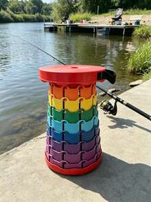 1 pezzo Sgabello pieghevole regolabile, sedia portatile con altezza regolabile per escursionismo, campeggio, pesca & attesa in uso interno ed esterno multiuso, regalo perfetto per le vacanze - multicolore - Visualizzare 15