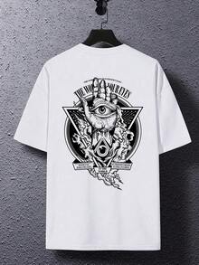 Men's Printed T-Shirt, Regular Style, 180g Pure Cotton - 黑色 - 查看 11