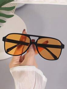 1 pieza Nuevas gafas de moda con doble puente de estilo retro de los 80, diseños de moda unisex - Multicolor - Ver 7