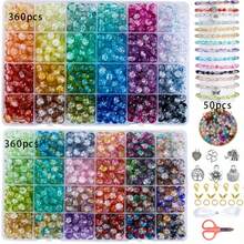 360pcs/720pc/50pcs 8mm 雙色漸層裂紋玻璃水晶珠飾手工DIY材料包，適用於手工手鍊、項鍊、耳環、鑰匙圈、包包吊飾、手機鍊、手工珠寶製作，適合節日、派對紀念品、生日禮物製作（隨機配色） - 多彩色 - 查看 5