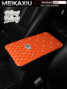 MEIKAXIU 1pc Bling-Bling Diamond Inlaid PU Faux  Crown Comfortable Soft New Car Armrest Pad Universal For Men And Women, All Seasons - one-size - View 9