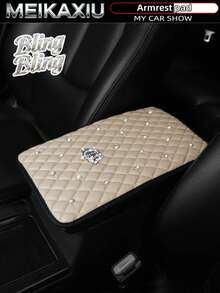 MEIKAXIU 1pc Bling-Bling Diamond Inlaid PU Faux  Crown Comfortable Soft New Car Armrest Pad Universal For Men And Women, All Seasons - one-size - View 19