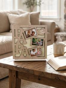 1 pieza/2 piezas Letreros de mesa personalizados con foto de papá, decoraciones de escritorio de estilo familiar cálido, adecuadas para estanterías de la sala de estar y exhibiciones de oficina, regalos personalizados para el Día del Padre, decoraciones de soporte de fotos personalizables, un regalo único para papá. - Estilo A - Ver 4