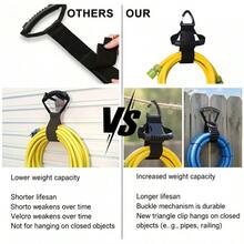 New Extension Cord Storage Straps, Adjustable Soft Tube Hooks Heavy Duty Fixing Straps With Hooks, For Garage Organization And Storage Of Electrical Wires, Suitable For Cables, Hoses And Ropes Heavy Duty Storage Straps - Black - View 8