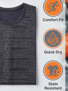 Men's Quick-Dry Breathable Short Sleeve Crew Neck Colorblock Sports T-Shirt, Suitable For Gym Workout, Running, Fitness And Casual Wear - Grey - View 7