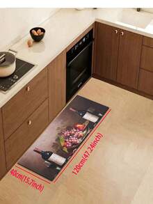 1pc Romantic Wine & Fruit Pattern Rubber Kitchen Mat, Washable, Soft & Non-Slip, Suitable For Bathroom Sink, Laundry Room And Other Areas - Multicolor - View 16
