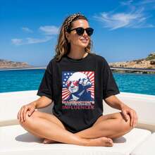 La camiseta de cuello redondo original de Washington, ropa de verano para mujeres, ropa de verano para mujer, ropa para mujer de talla extra, ropa casual y ropa Y2K para mujer, camisetas par - Negro - Ver 1