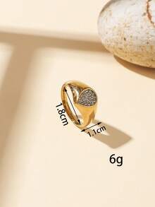 1/18pcs 304 Stainless Steel Vintage Heavy Rhinestone Inlaid Luxury Gold Ring Set, Multiple Styles Personalized Asymmetrical Geometric Heart Plain Band Stacking Combination Rings, Suitable For Women's Decoration Or Gift, Can Be Purchased Individually Or As A Set - Yellow Gold - View 15