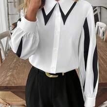Clasi Camisa de unicolor versátil y casual para mujer - Blanco y Negro - Ver 2