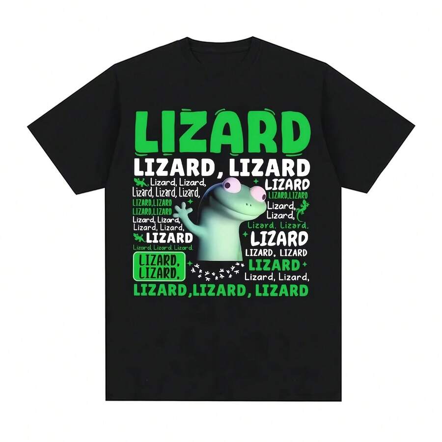Camiseta de Verano con Estampado Gráfico Divertido de Lizard Meme, Camiseta Gótica para Mujer, Ropa Casual Suave para el Verano - Multicolor - Ver 1