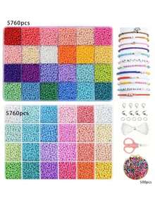 11520/5760pcs Set/500pcs Random Loose Beads 3mm Seed Beads Bracelet Making Kit, For DIY Friendship Bracelets, Necklaces, Earrings, Rings, Cross Stitch, Crafts, Gift Making - Multicolor - View 8