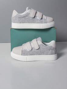Boys' Spring/Autumn Fashion Double Strap Hook & Loop Casual Versatile New Style Girls' Campus Skate Shoes Fresh Look - Light Grey - View 3