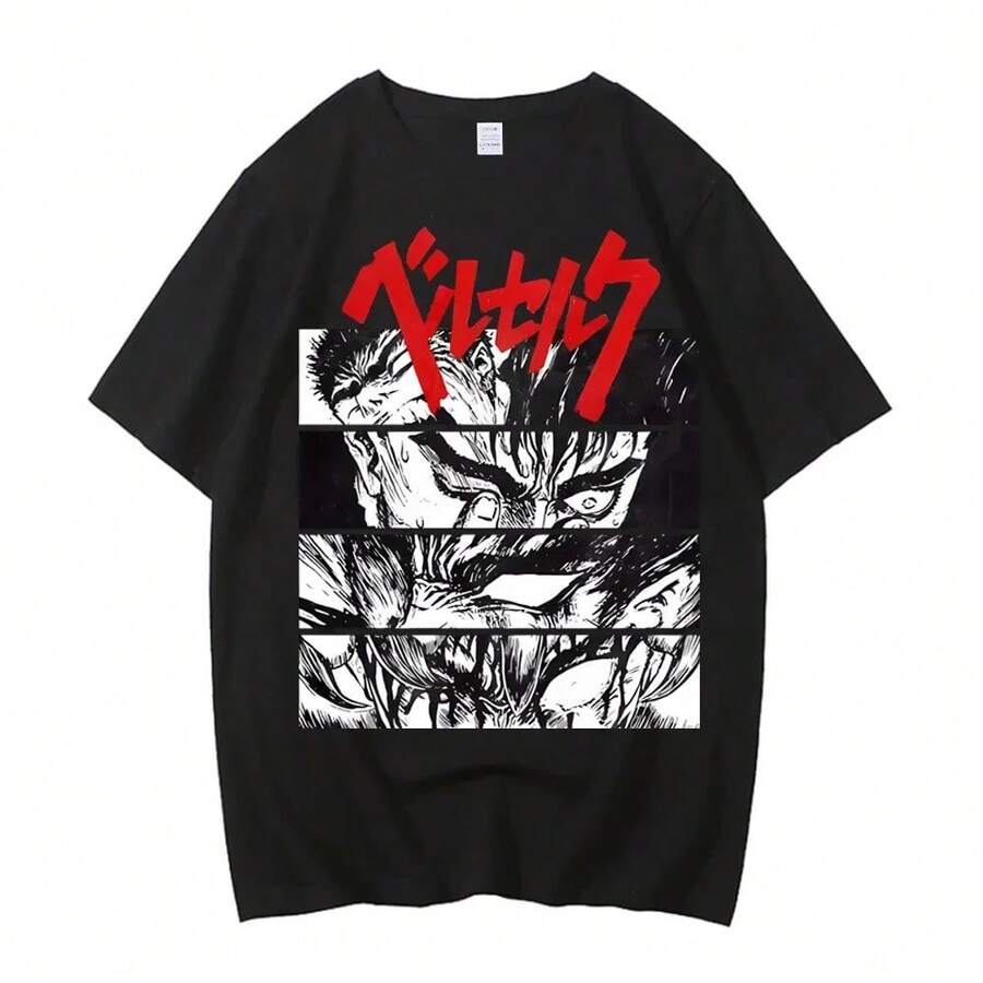 Guts 2026 Graphic T-Shirt With Sleeve Panel, Classic Vintage Anime Streetwear Style, Oversized 100% Cotton T-Shirt For Men And Women - 1 - 查看 1