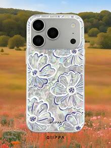 GIIPPA 1件貝殼紋理底部與碎花圖案設計手機殼，適用於Phone 17 Pro Max，兼容Phone 16 Pro Max、15 Pro Max、14 Pro Max，韓式高端時尚趣味手機殼，兼容11/12/13/14/15/16 Pro Max Plus，優雅設計適合男女使用，聖誕節、情人節、復活節、婚禮季與生日送給女友的完美禮物！ - 彩色 - 查看 9