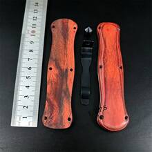 Model 440C Blade 420 Steel Colored Wood/420 Steel Handle Outdoor Utility Knife Multi-Purpose EDC Tools - Red- - View 2