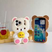 SANRIO Three-Dimensional Cute Rilakkuma Silicone Phone Case Suitable For 16 Pro Max, Apple 15, 14 Pro Max, New 15 Pro Max, Super Cute 13 Pro Cartoon For Women, 12 Soft Case, 11 For Couples, Funsummer Phone Case Cute Phone Cases Fundas - Off-white - View 9