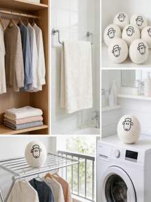 1/3/6 piezas Bolas de lana natural para secadora, reducen la estática, suavizan la ropa, cuidado de la lavandería, patrón de oveja, esencial para el hogar - A - Ver 5
