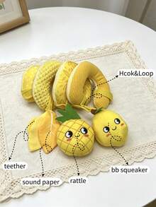 1pc Unisex Baby Fruit Bed Wrap Blanket With Crinkle Paper, Teether, BB Squeaker, Detachable Baby Soothing Toy, Suitable As Newborn Gift - Multicolor - View 4