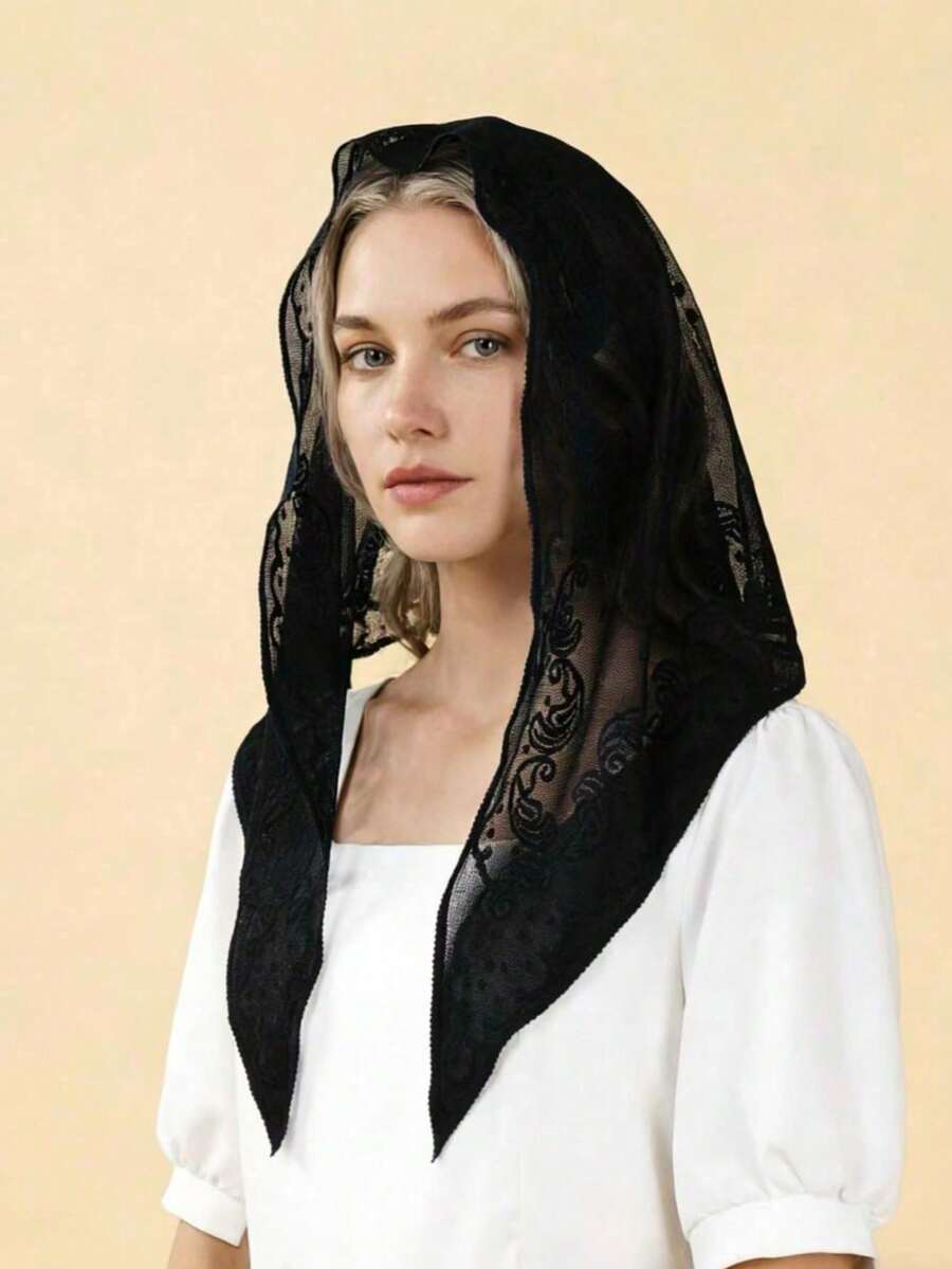 New Muslim Triangular Neck Scarf - Breathable Headscarf And Prayer Shawl - Stylish And Beautiful - Black - View 1