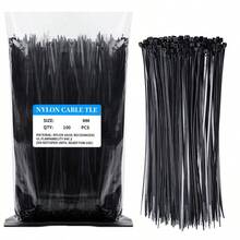 100條/包黑色紮線帶，40磅拉伸強度，尼龍材質，自鎖式塑膠紮線帶，束線紮線帶，自鎖式尼龍紮線帶，多用途密封紮線帶，高韌性，不易斷裂，適用於電線整理、儲存與固定，居家室內外電器、快遞包裝、搬家、電工、商場、家庭、工程等場所。批發紮線帶供應商 - 黑色 - 查看 2