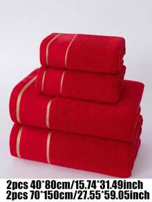 1pc/2pcs/4pcs Toalha de banho moderna minimalista com linha de moda e textura, sem desprendimento de fibras, alta absorção, super macia, acessório de casa de banho durável, melhor presente para o parceiro, tamanho da toalha 40*75, tamanho da toalha de banho 70*140 - Vermelho - Ver 12