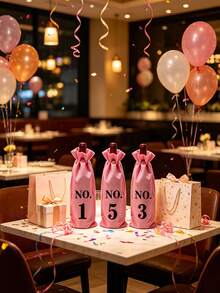 Drawstring Wine Bottle Gift Bag Set - Pink Numbered Wine Bag And Black Mysterious Wine Sleeve, Suitable For Wine Tasting, Wedding, Birthday, Bachelorette Party, Holiday Party Decoration - Multicolor - View 7